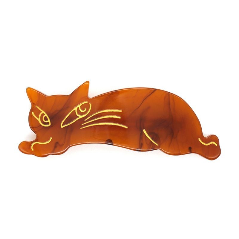 ねこっちゃ アクリルバレッタ とびねこ・茶 | わちふぃーるどオンラインショップ